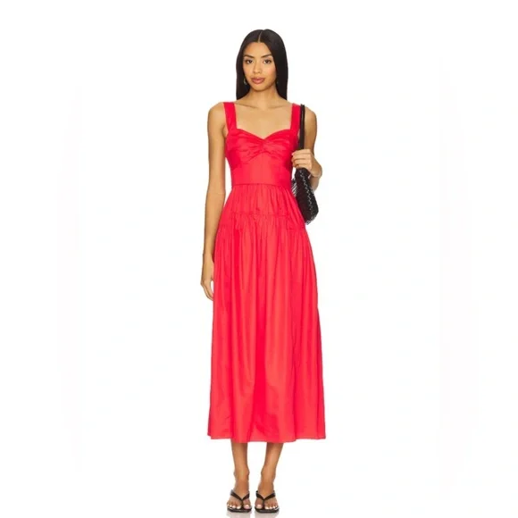 La Ligne NWT Solid Marceline Cotton Poplin Dress in Poppy XL - Picture 3 of 14